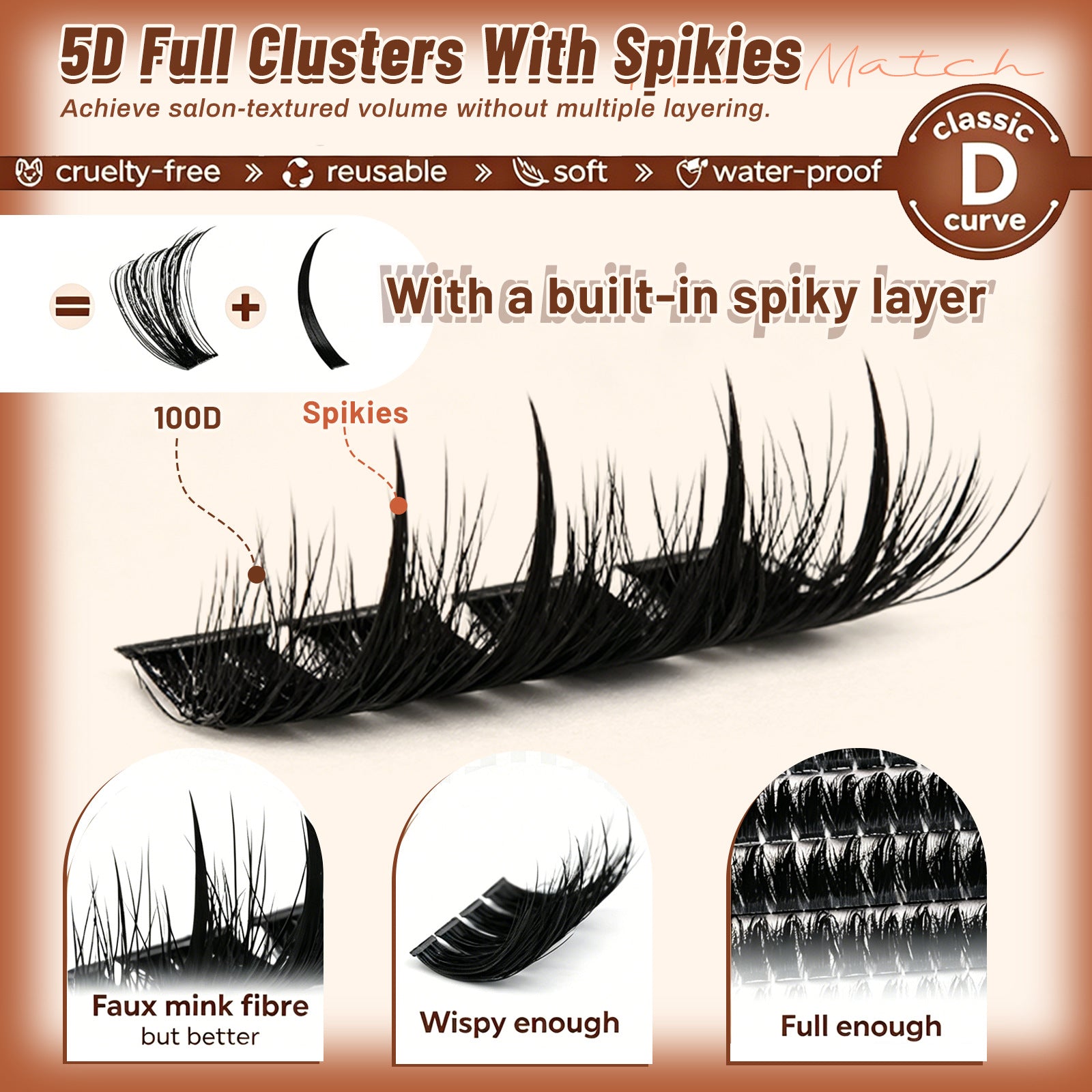 Am12 Comic Eyelashes With Pointed Fluffy Anime Eyelash Clusters Reusable False Eyelashes