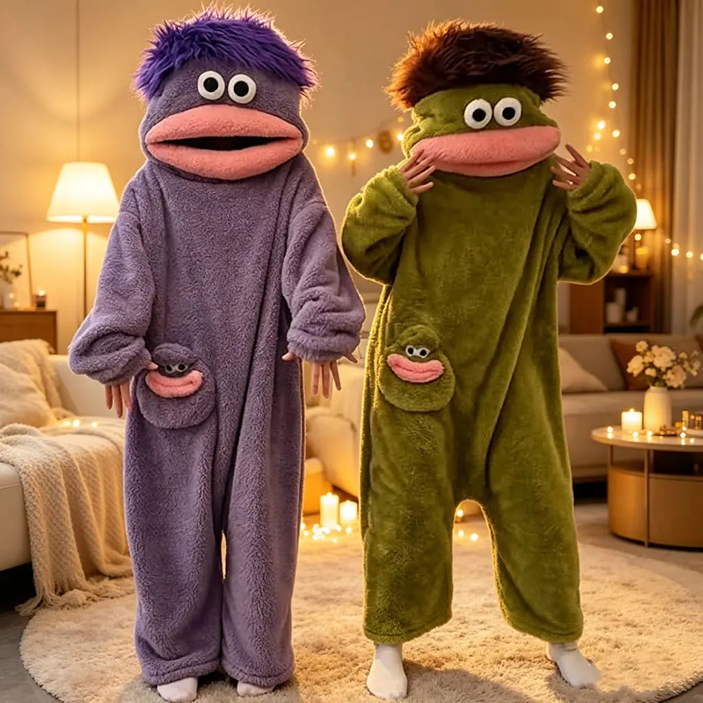 Funny Monster Wearable Blanket Hoodie, Oversized Cozy Fleece Hooded Blanket for Adults Unisex